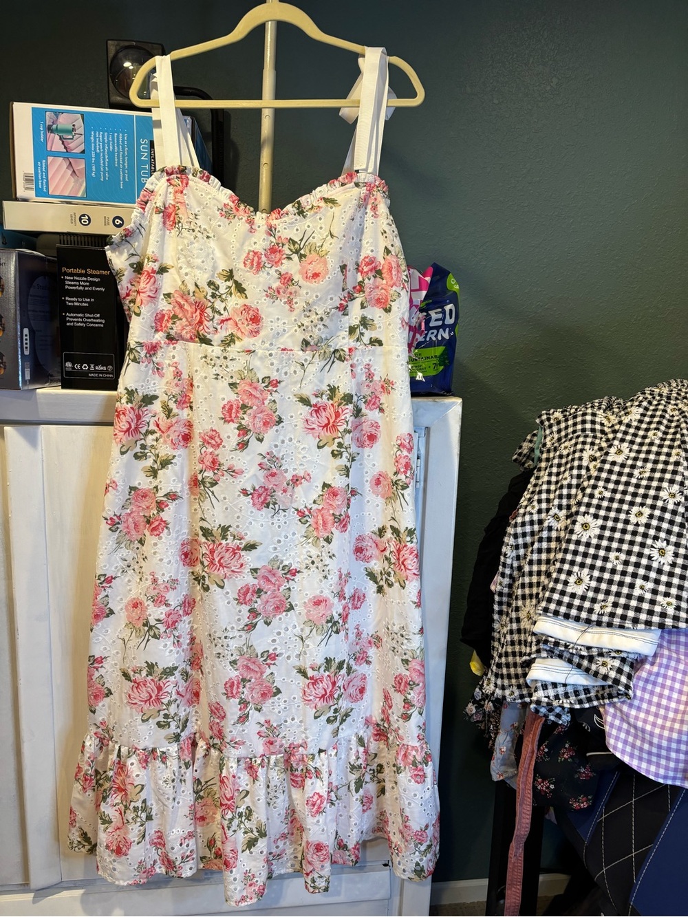 Sugarlips White Sundress with Pink Rose Print